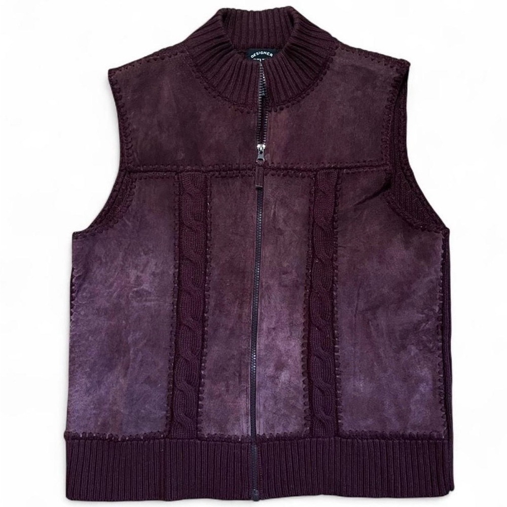 Designer’s Originals Purple Suede Knit Zip Vest
